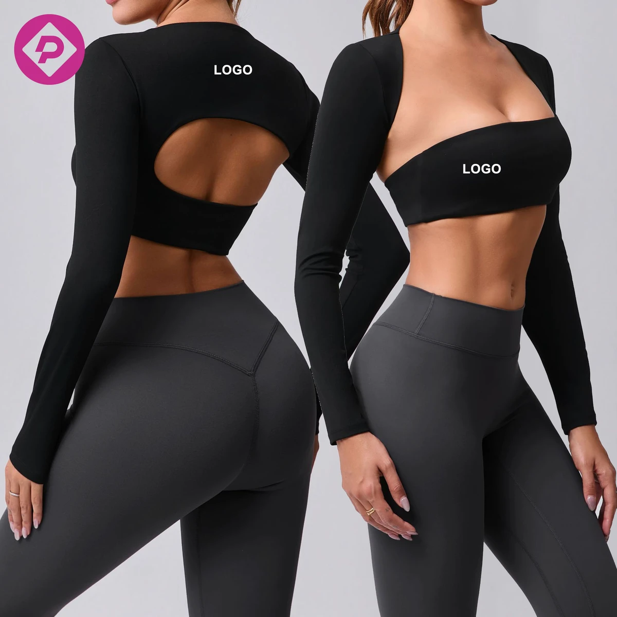 Asymmetric Women Sexy Long Sleeve Yoga Top Quick Drying Running Short Shirts Breathable Women's Sports T-shirt