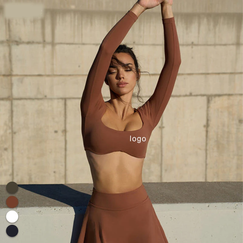 2024 New Design Slimming Stretchy Lightweight Gym Workout Fitness Long Sleeve Cropped Yoga T Shirts