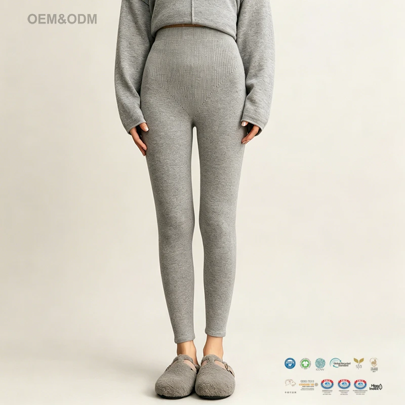 Women's High Waist Slim Fit Casual Warm Cashmere Knitted Lounge Leggings Pants