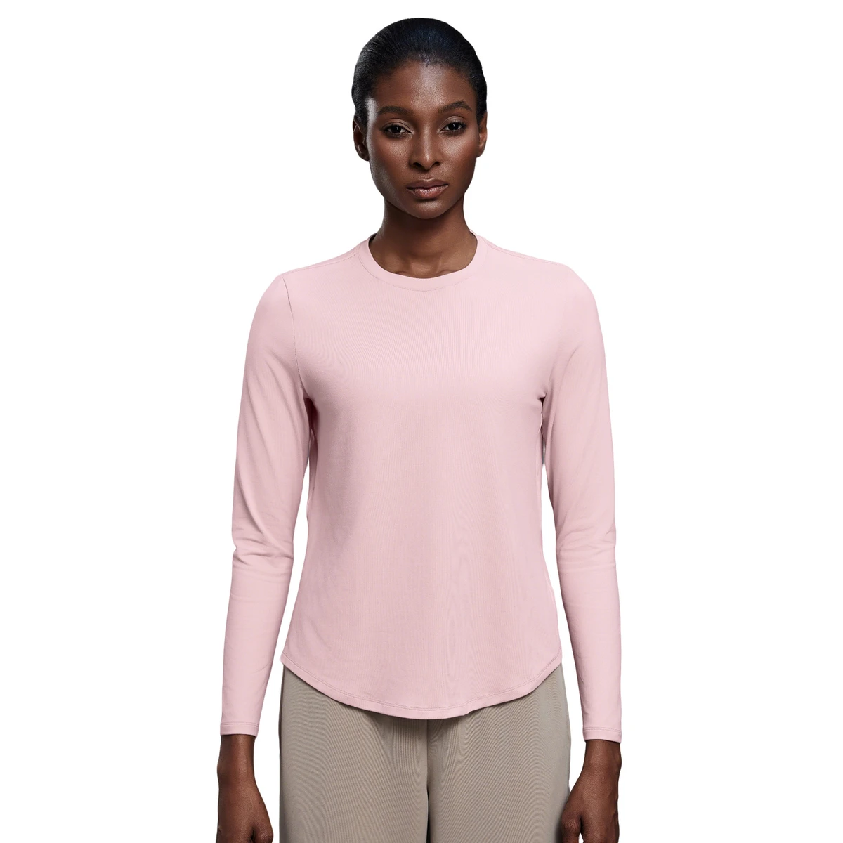 Round-neck Breathable Yoga Wear T-shirt Lightweight Sweat-wicking Fitness Top Casual Versatile Sports Long-sleeved Women's Wear
