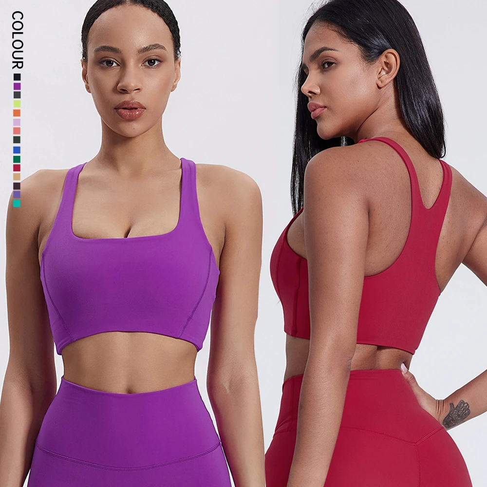 SHINBENE Super Cloud 2.0 Basic Padded Sports Bras Crop Top Back Racerback Medium Support Workout Yoga Bra