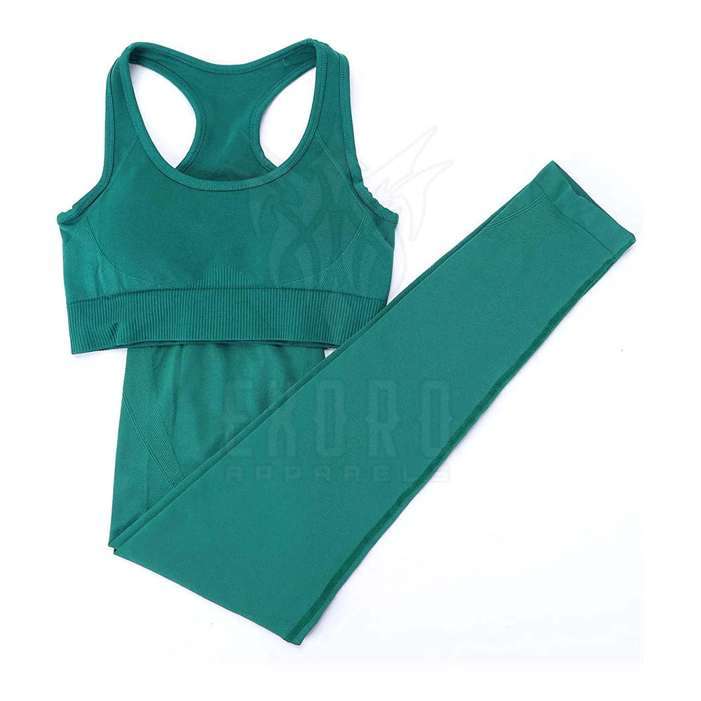 Athletic High Elastic Fitness Wear Seamless Yoga Gym Set Fitted Tights Two Piece Women Yoga Sets