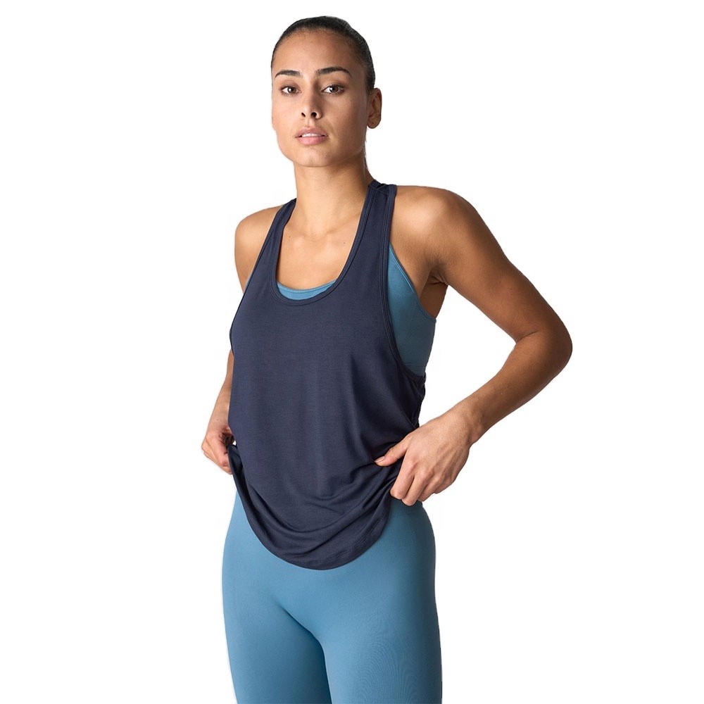 New Style Womens Casual Racerback Workout Tank Top Loose Fit Lightweight Breathable Front Gym Shirt Training Yoga Fitness Wear