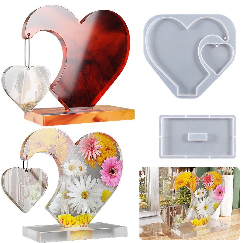 Valentine's Day love Heart Shape Resin Craft Casting Silicone Mold for Home Decoration DIY Photo Frame Epoxy Resin Silicone Mold