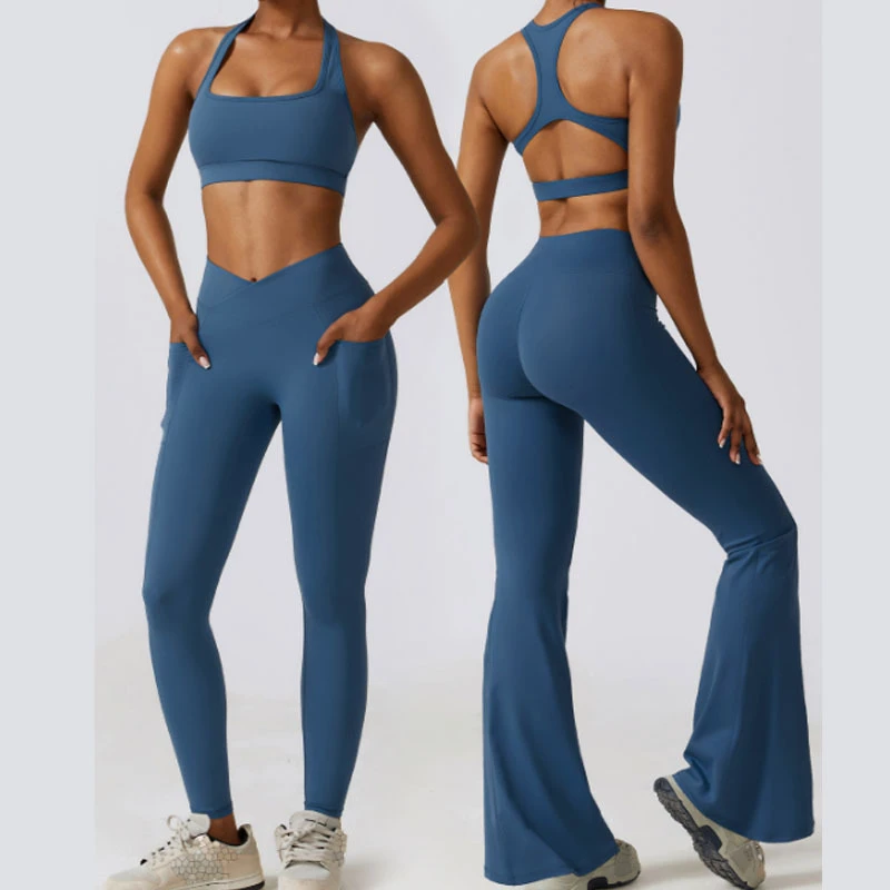High Quality 6 Pieces Yoga Set Quick Dry Jacket High Sports Bra Fitness Flare Legging Workout Active Gym Wear for Women