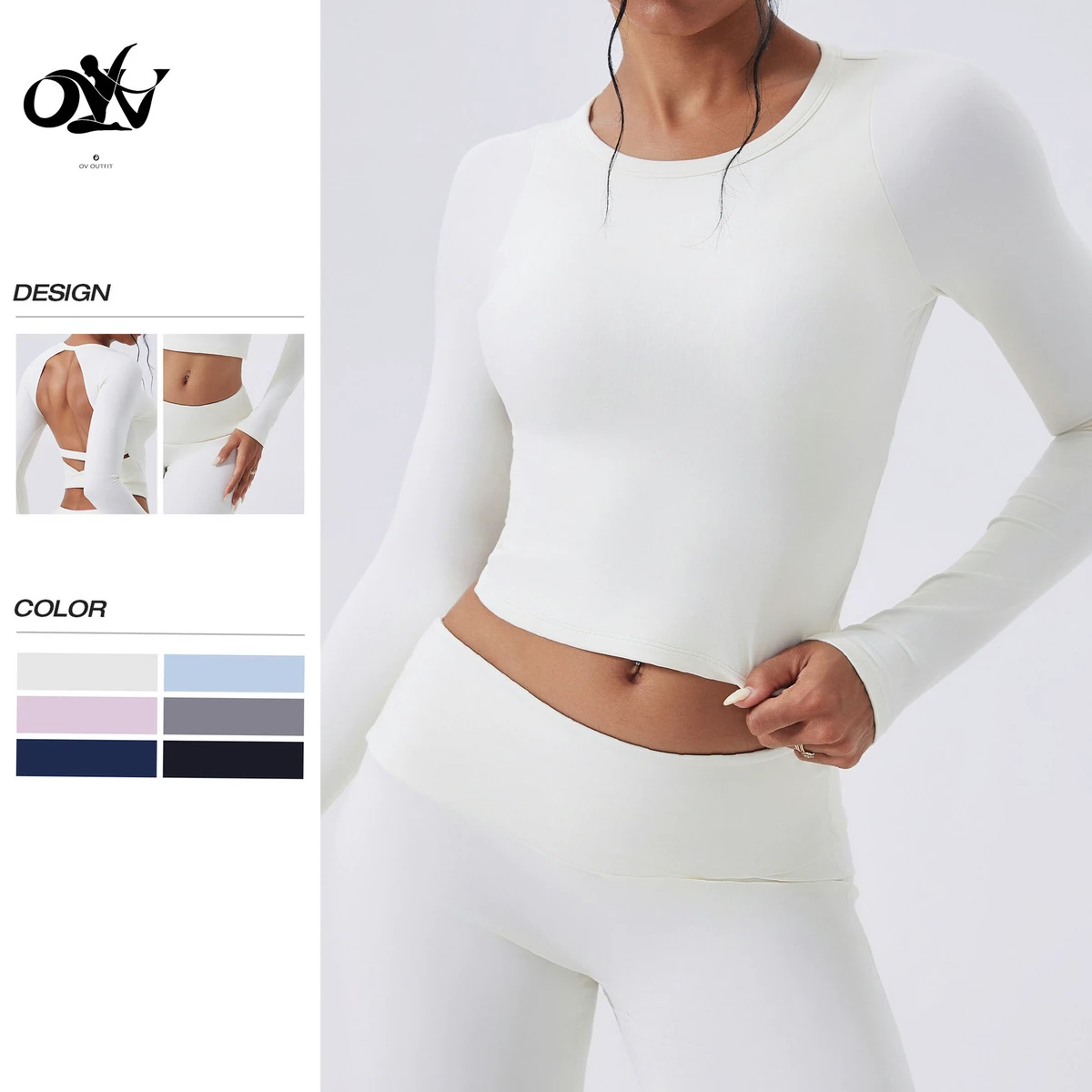 Brushed comfort Tight Long Sleeve Yoga Wear High Quality Backless Hollow-out Sexy Twist Yoga Top Wholesale Custom Sports Wear