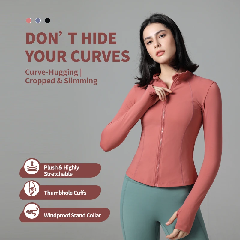 Women's Eco-Friendly Lightweight Quick Dry Breathable Long Sleeve Fitness Jacket Custom Logo Sportswear Yoga Tops
