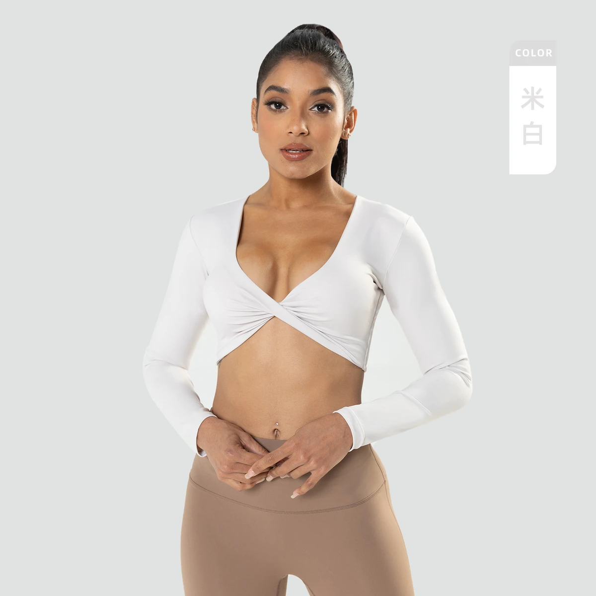 New Women's Deep V-Neck Ins Style Long-Sleeved Fitness Shorts Tops Slim Breathable Outdoor Yoga Clothes for Autumn Season