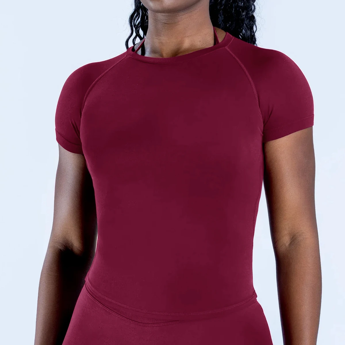 Seamless Yoga Top Women Short Sleeve Workout T-shirt Quick Dry Slim Fit Gym Fitness Activewear Spandex/Nylon Solid