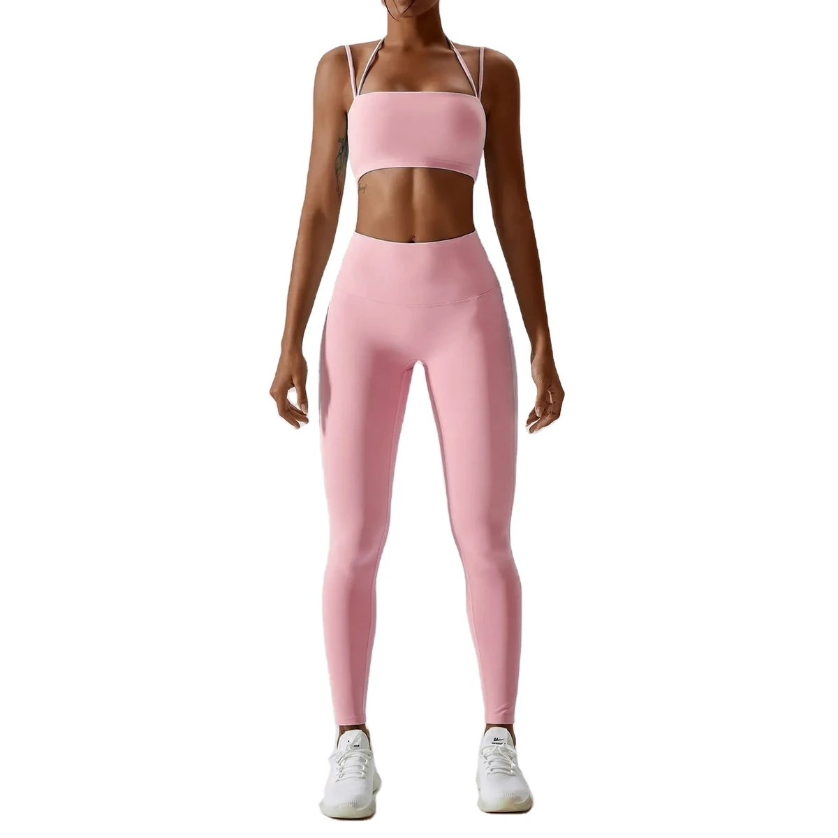 Quick Dry Yoga Set for Women Stretchable Breathable Fabric Two Piece Outfit for Gym Fitness and Running Sportswear