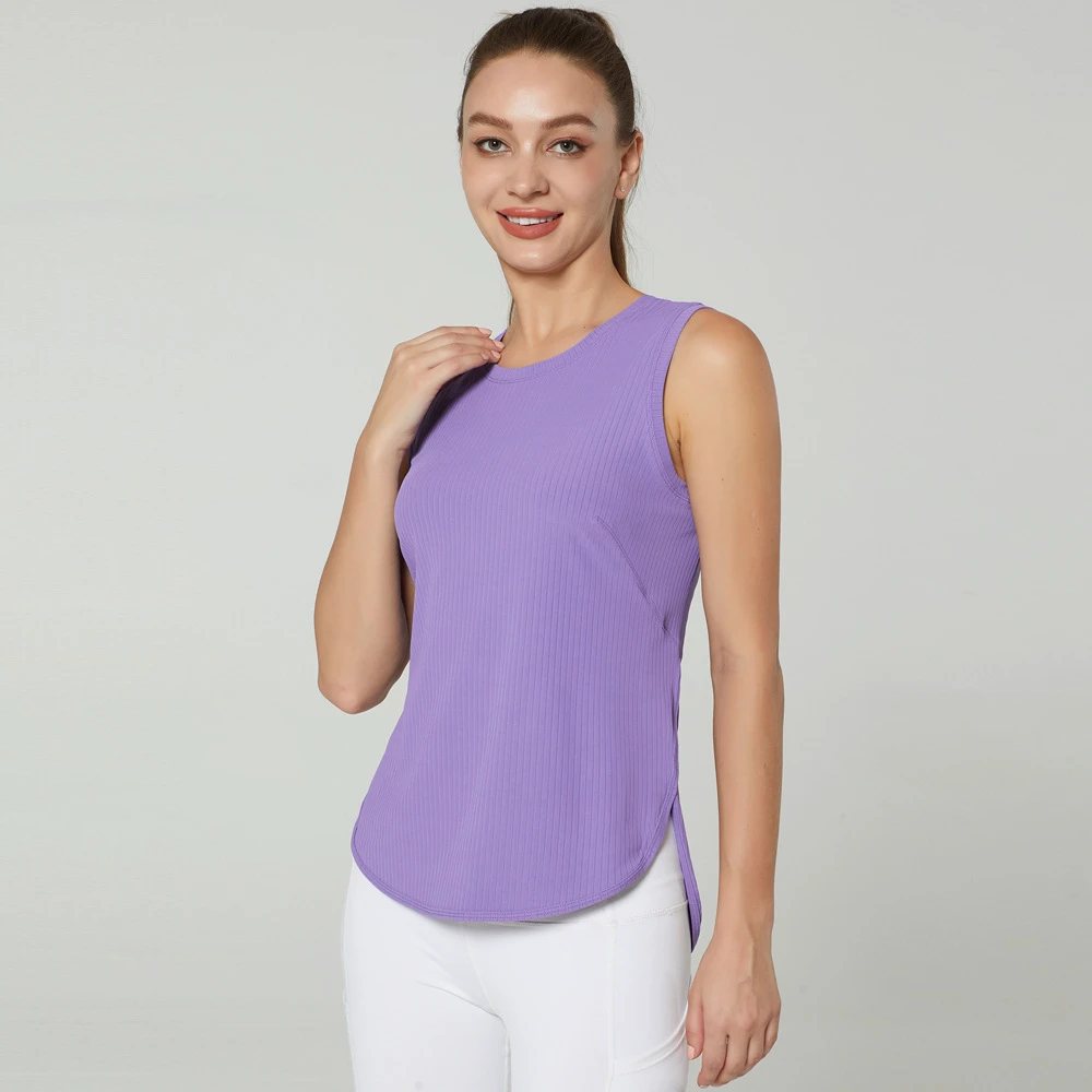 Womens Summer Sports Tank Top Quick-Drying Breathable Sleeveless Cover-Up Loose-Fit Professional Running Fitness Yoga Apparel