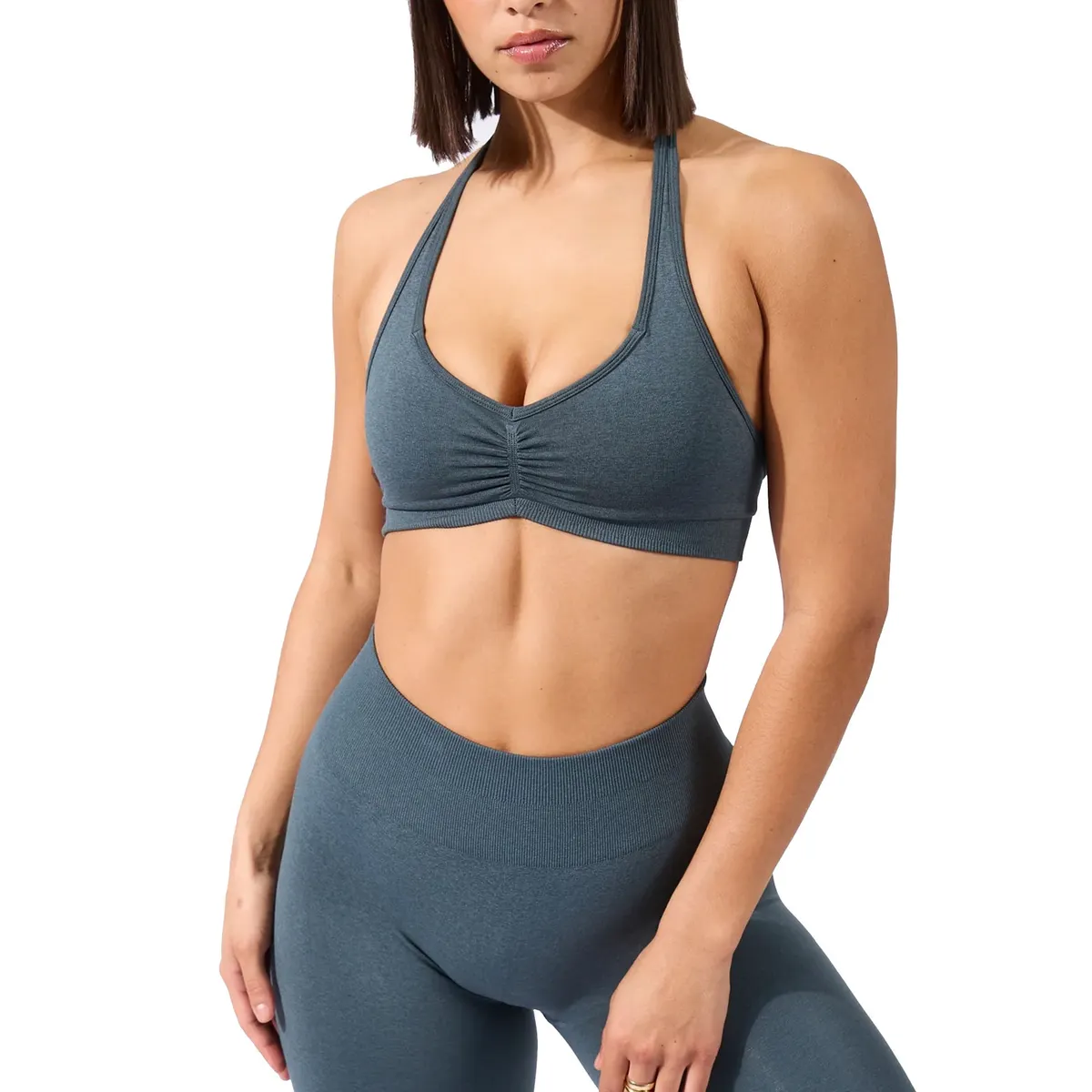 High-Strength Breathable Nude Yoga Bra for Women Sublimation Color Fitness Gym Crop Sports Top One Shoulder Plus Size Simple