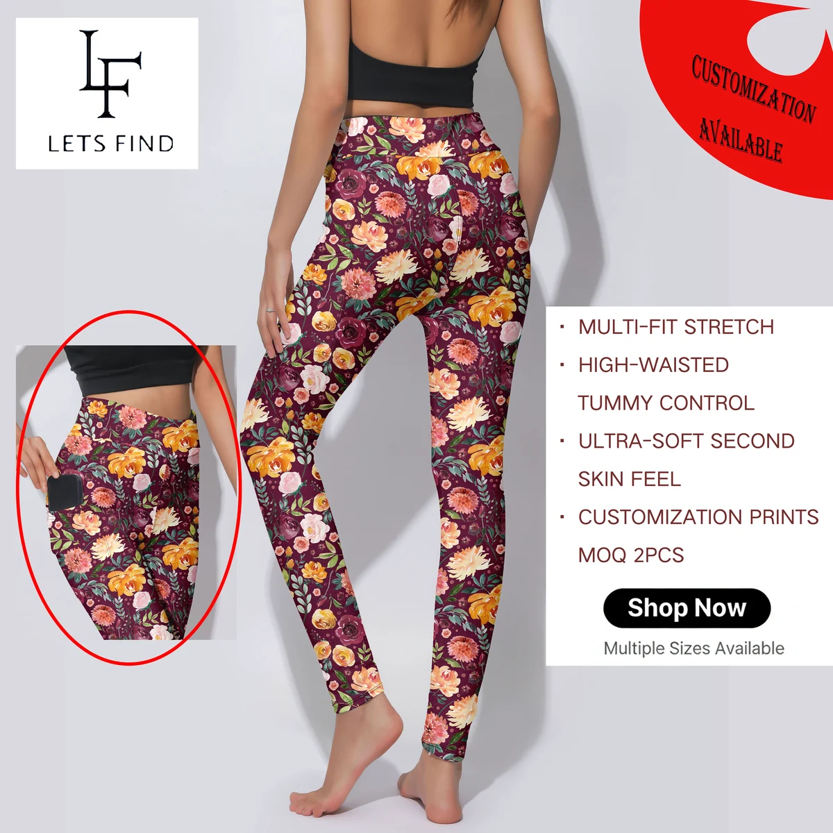 Lets Find New Styles High Waisted Tummy Control Fitness Yoga Pants, Plus Size Women's Leggings, Customized Women's Clothing
