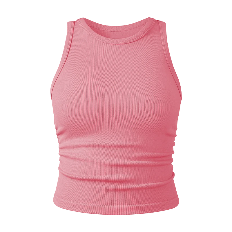 Wholesale OQQ Women's Daily Basic Seamless Vest Round Neck Sleeveless Tight Yoga Clothes in Plus Size