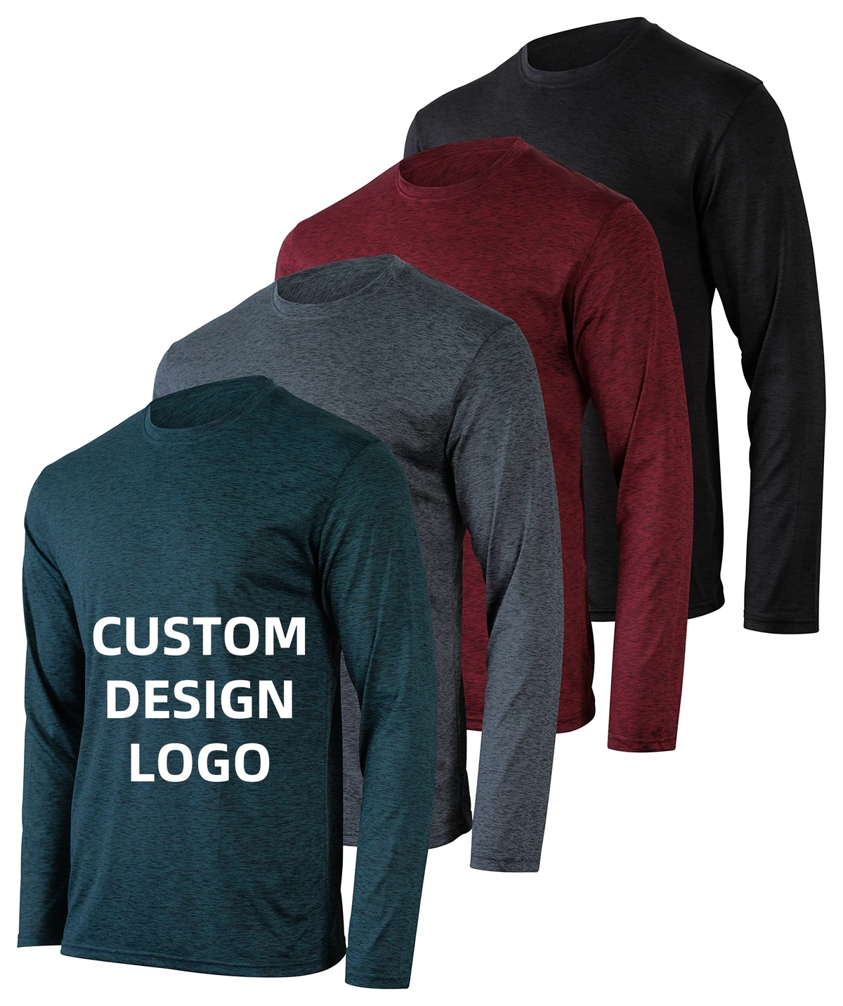 Custom Long Sleeve T-shirt Polyester Wholesale Design Logo Text Sport Team Quick Dry Gym Running T Shirts Low MOQ For Men Women