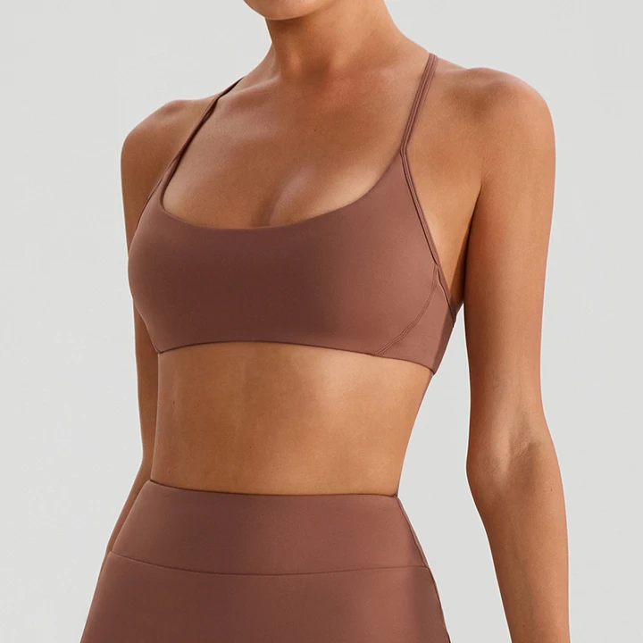 Backless Deep U-Neck High Support Seamed Breathable Four-Way Stretch Quick Dry Adjustable Straps Removable Pads Lightweight