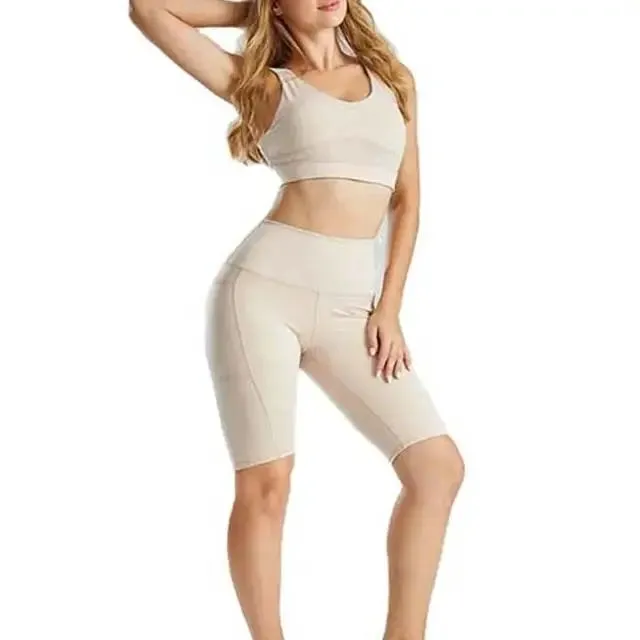 High Quality Elastic Waist Plus Size Women Booty Shorts Bra Sets Spandex/Cotton Skinny Fit Anti-Pilling Summer OEM Service Set