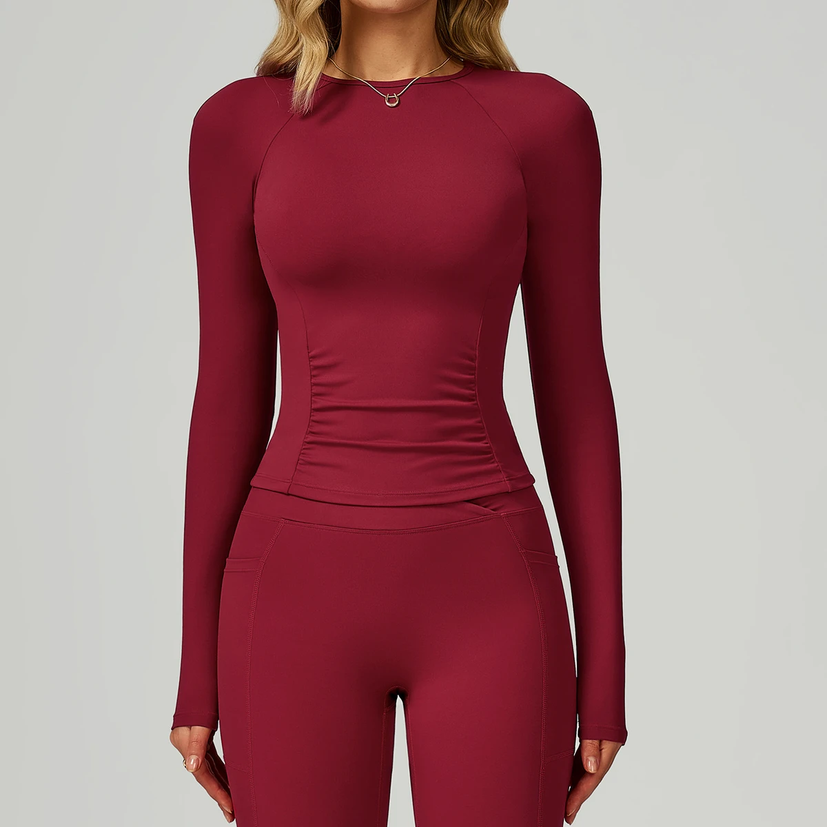 Custom Fitness Clothing Slimming Thin Bottoming Sports Tops Crew Neck Workout Gym Shirts Long Sleeve Yoga Shirt for Women