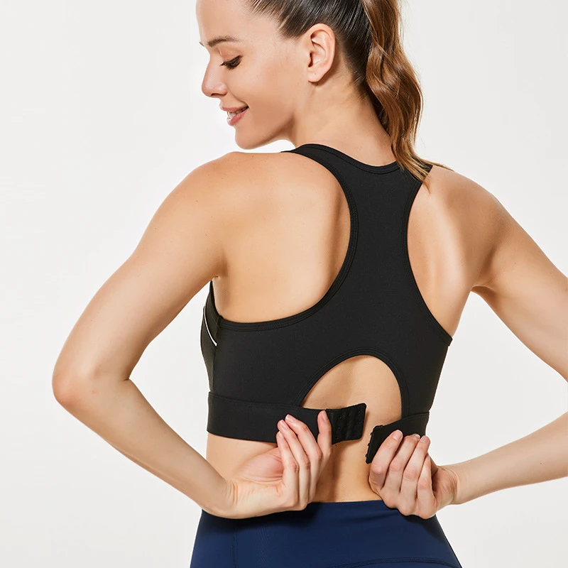 RUNNING GIRL Womens Wx3045 Breathable High Support Racerback Yoga Sports Bra with Front Logo and Bow Decoration