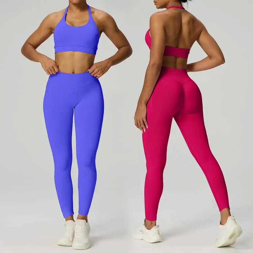 New Arrival Athletic High Elastic Fitness Wear Seamless Yoga Gym Set Fitted Tights Two Piece Women Yoga Sets for Girls