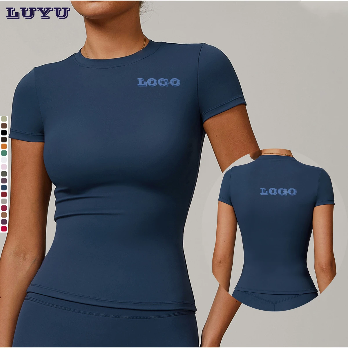 Custom High Quality Sportswear Women Crewneck Short Sleeve Gym Blank Tshirts Compression Slim Fit Yoga T Shirts