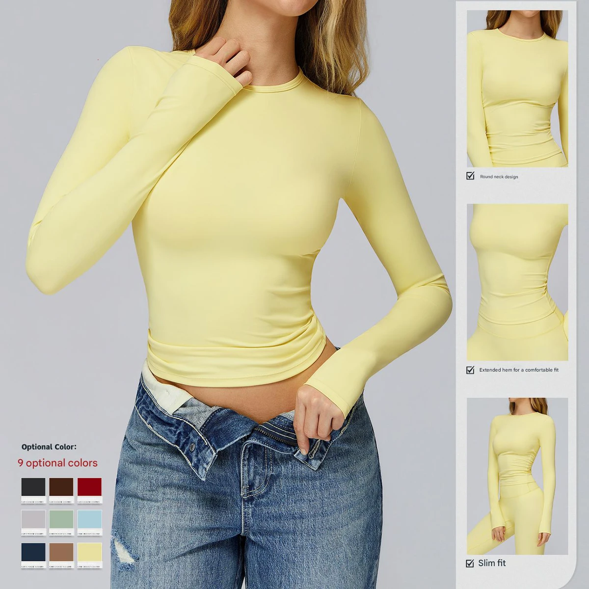 Lanyu Winter Solid Brushed Breathable Seamless Front Long Sleeve Yoga Wear High-Intensity Fitness Pilates Running Sports Top