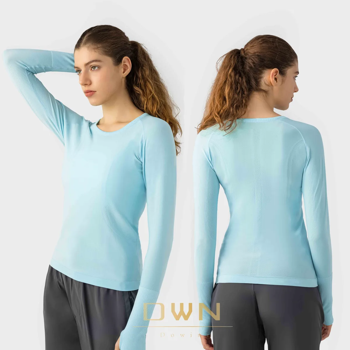 Women's Long Sleeve Sports T-Shirt Quick Dry & Breathable Slim Design Fall Yoga Running Fitness-Adult Size Seamless Stretch Top