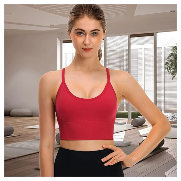 Y Back Sports Bra Workout Tops Medium Impact Strappy Dancing Padded Sublimation Womens Intimates for Yoga