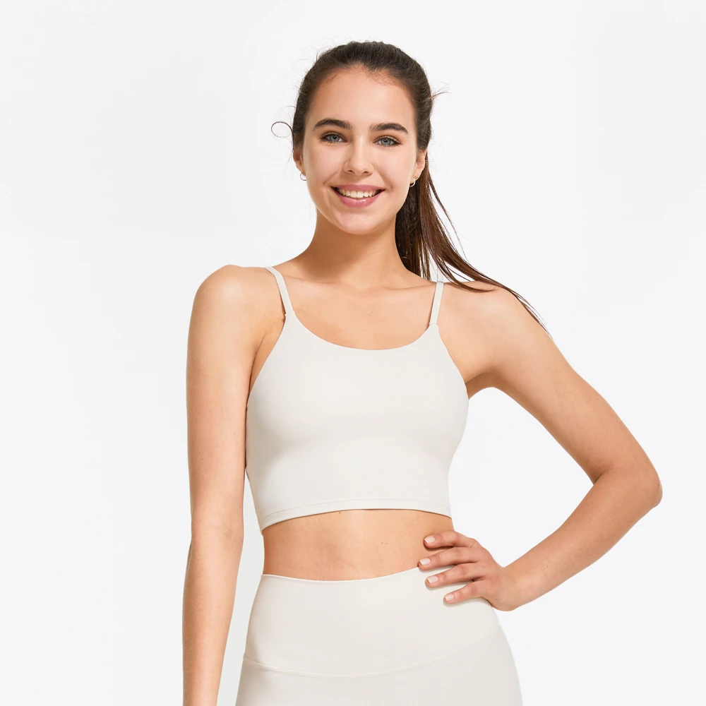 Wholesale Stocklot Women Nylon Spandex Ribbed Fabric Sexy Halter Padded High Impact Backless Top Fitness Yoga Sports Bra