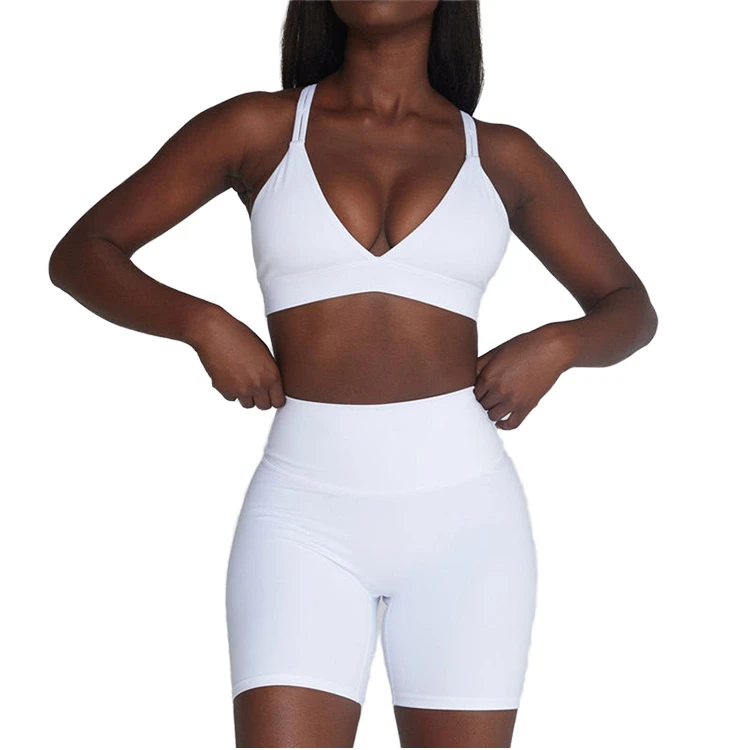 Custom Logo Lightweight Breathable Eco-Friendly Reversible V Neck Strapless Yoga Crop Sports Bra for Women