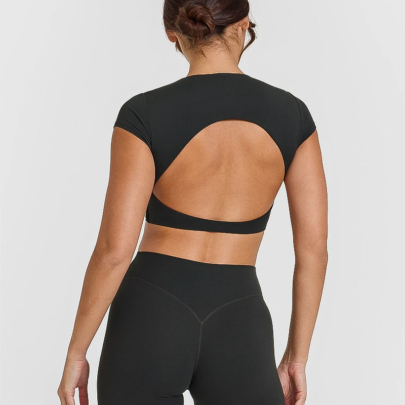 Customized Blank Plain Short Sleeve Women Clothing Blouses Outdoor Custom Made Girls Yoga Gym Fitness Shirts