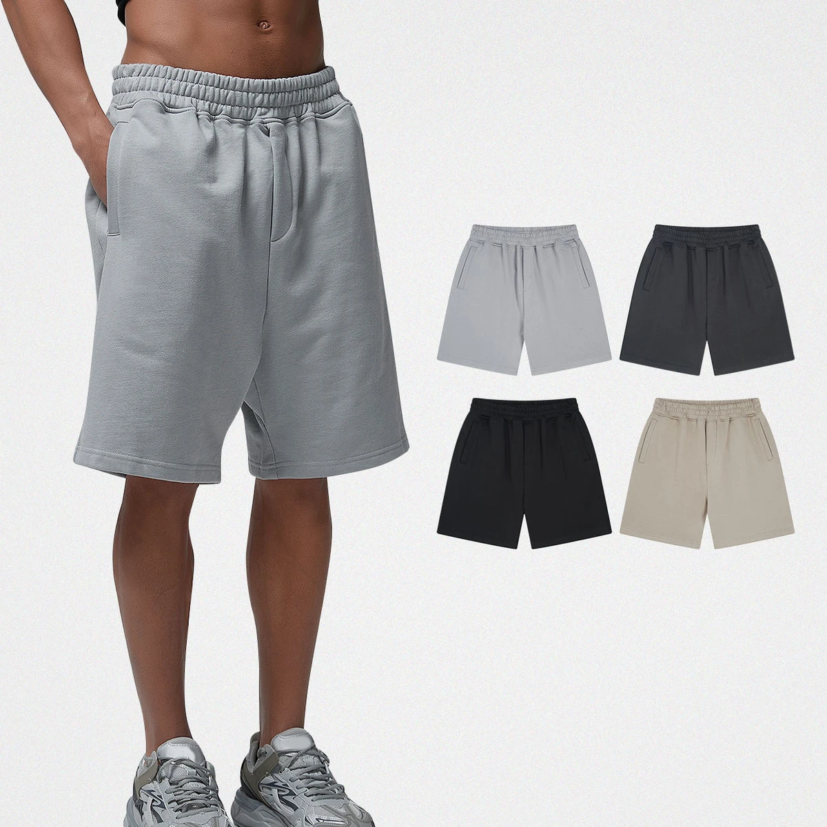 Customized Mens Shorts Plain Blank Elastic Waist Mid Loose Training Running Sports Blank Solid Color Plus Size Mesh for Men