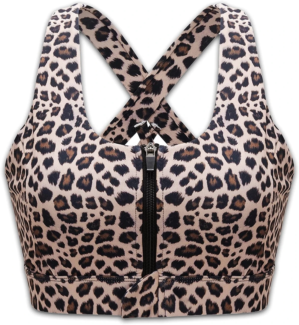 Custom Sublimated Zipper in Front Sports Bra High Impact Strappy Back Support Workout Top Ladies Gym Bra