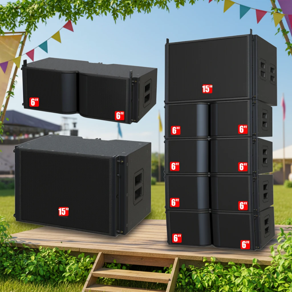 Professional Dual 6 Inch 2-Way Line Array Speaker System Active Passive PA Sound System for Outdoor Stage Wedding Concert Event