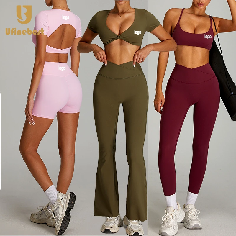 Custom logo Tummy Control Skin Friendly Solid Yoga Outfit Set Gym High Elastic Fitness Sets for Women