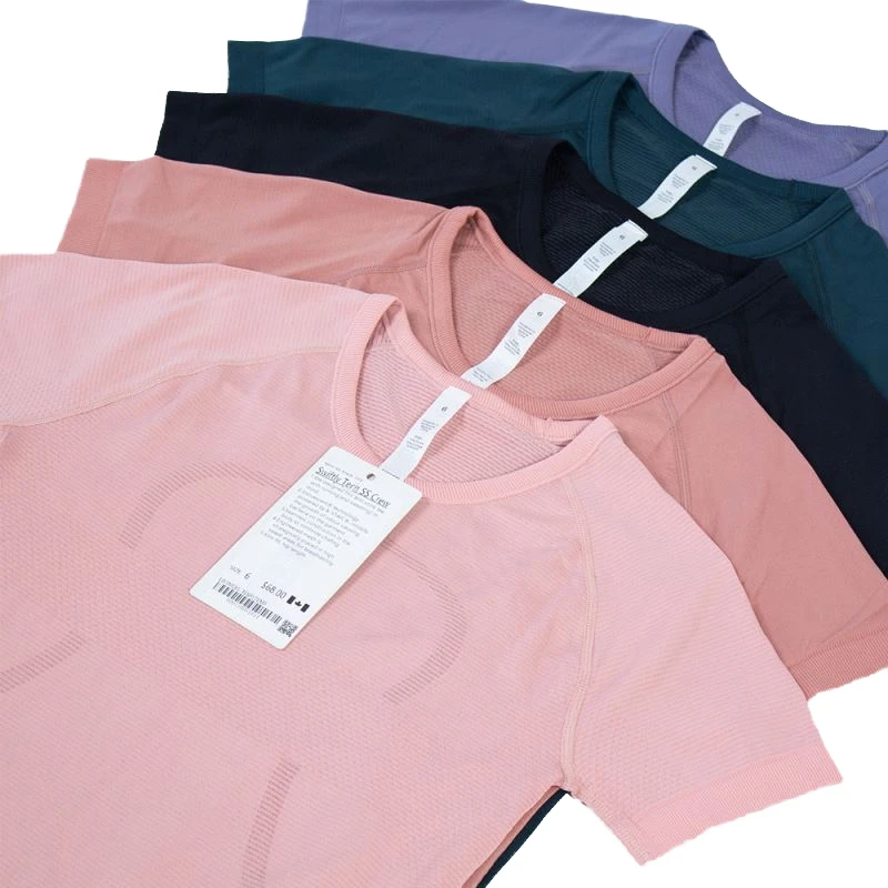 CL128 New Women's Sportswear Breathable Jogging Fitness T-Shirt High Elastic Seamless Short Sleeve Casual Lightweight Yoga Top