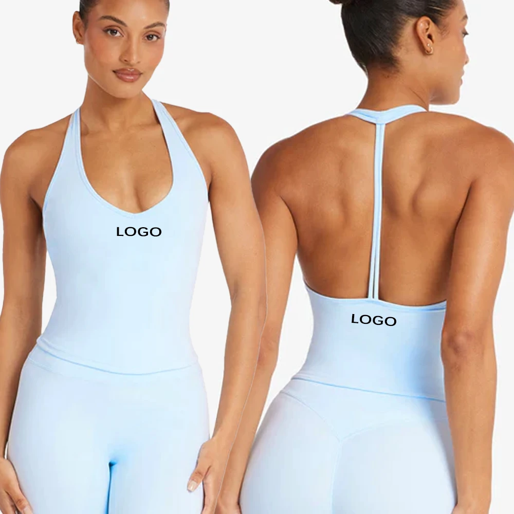 New Arrival Training Sportswear Custom V Neck Halter Tank Gym Legging Fitness Yoga Workout Sets for Women
