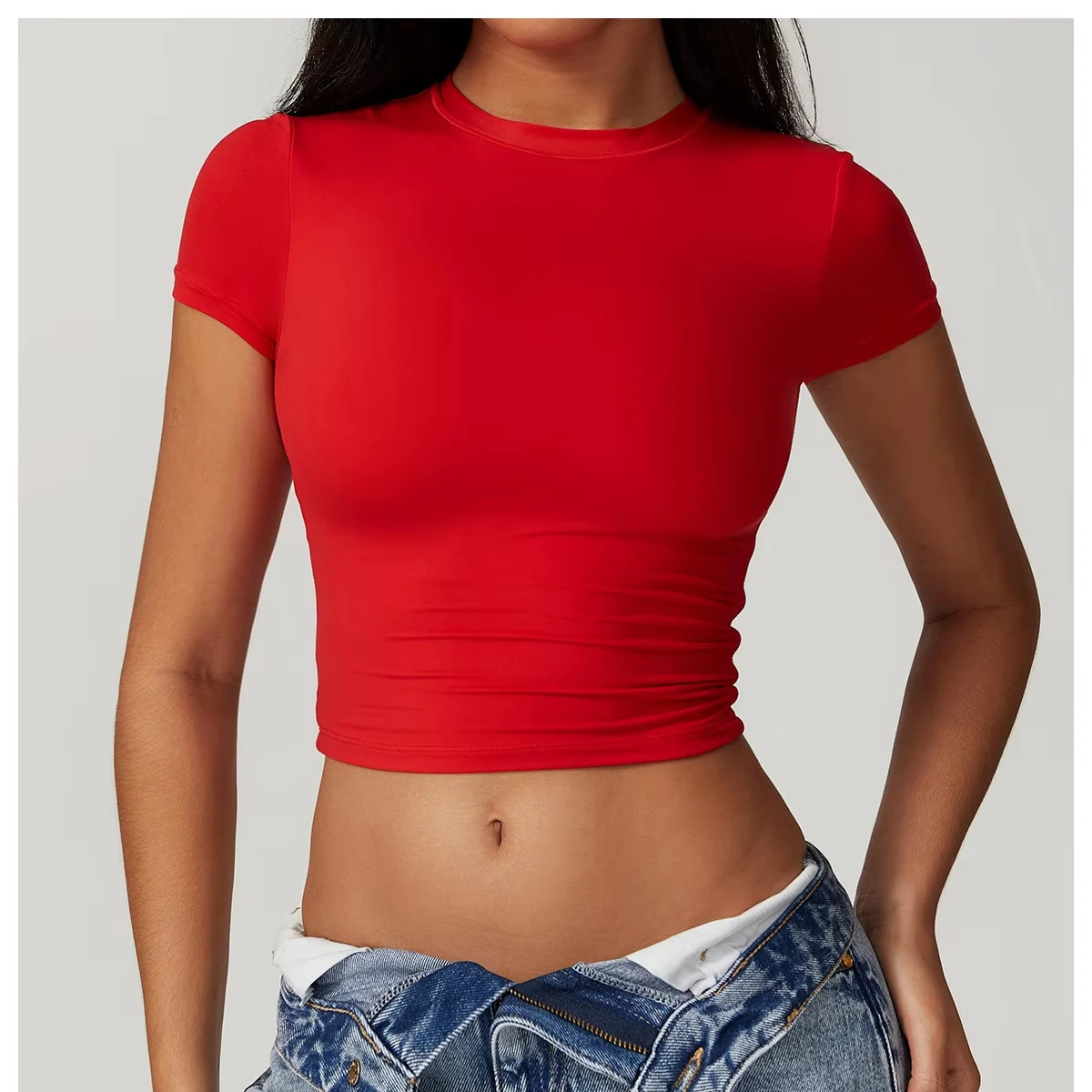 Ladies Lightweight Solid Yoga Top Quick-Drying Breathable Spandex Sports Shorts Customizable Sustainable for Spring Season