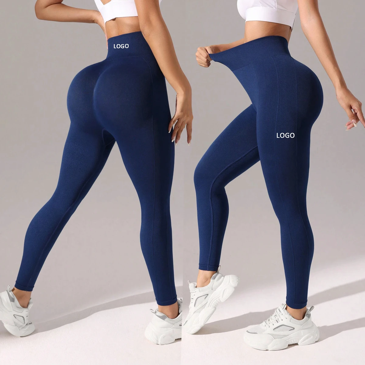 Custom High Waist Knitted Tight Yoga Pants High Quality Solid Seamless Leggings Yoga Tights Women Leggings