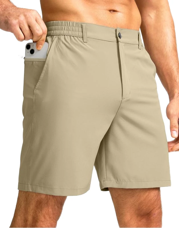 Mens Stretch Golf Shorts with 6 Pockets Quick Dry 7 Inch Inseam Lightweight Polyester Shorts for Hiking Work Casual Shorts