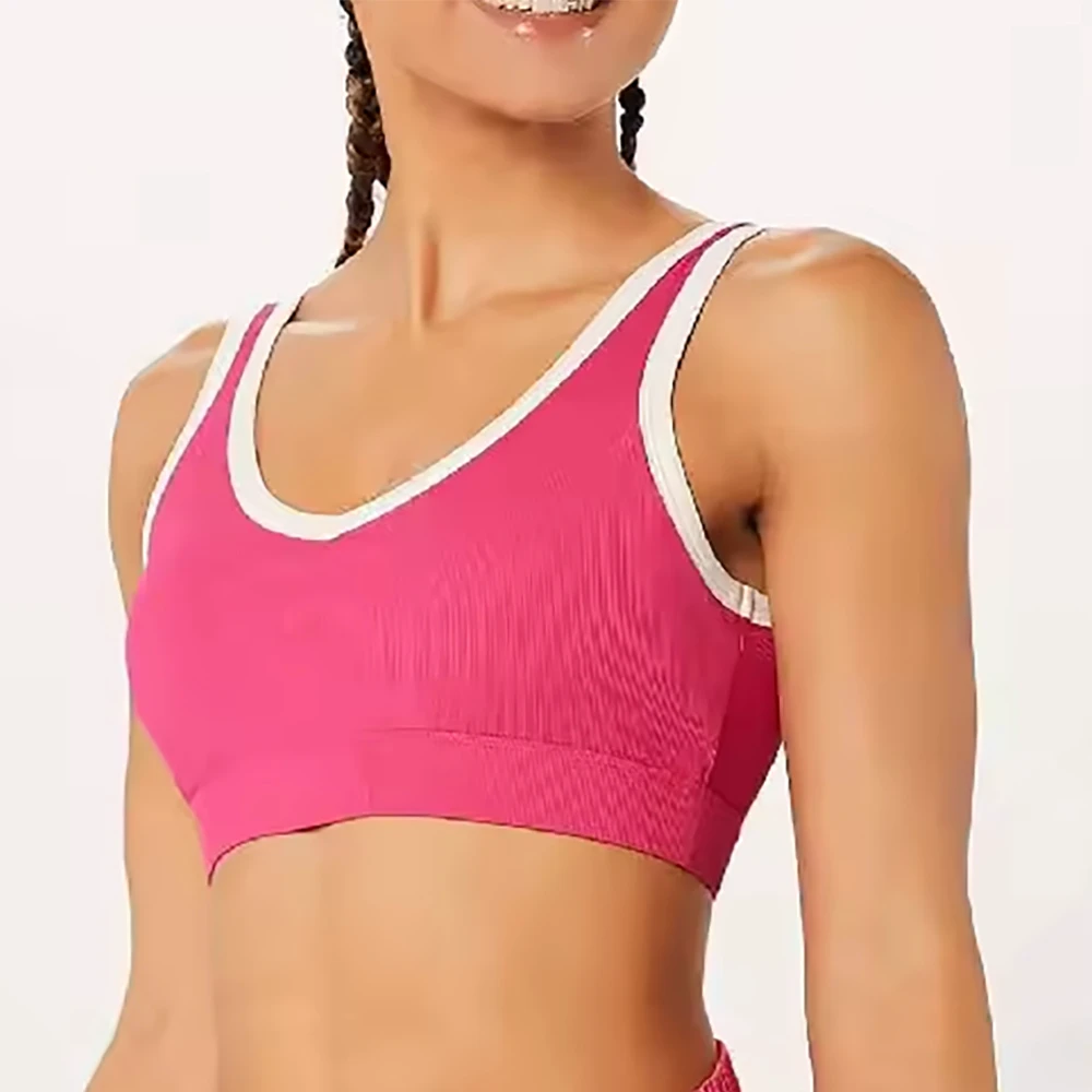 High Quality Custom Reversible Yoga Bra with Front Logo U-Neck Breathable & Sexy Backless Design for Women's Workout