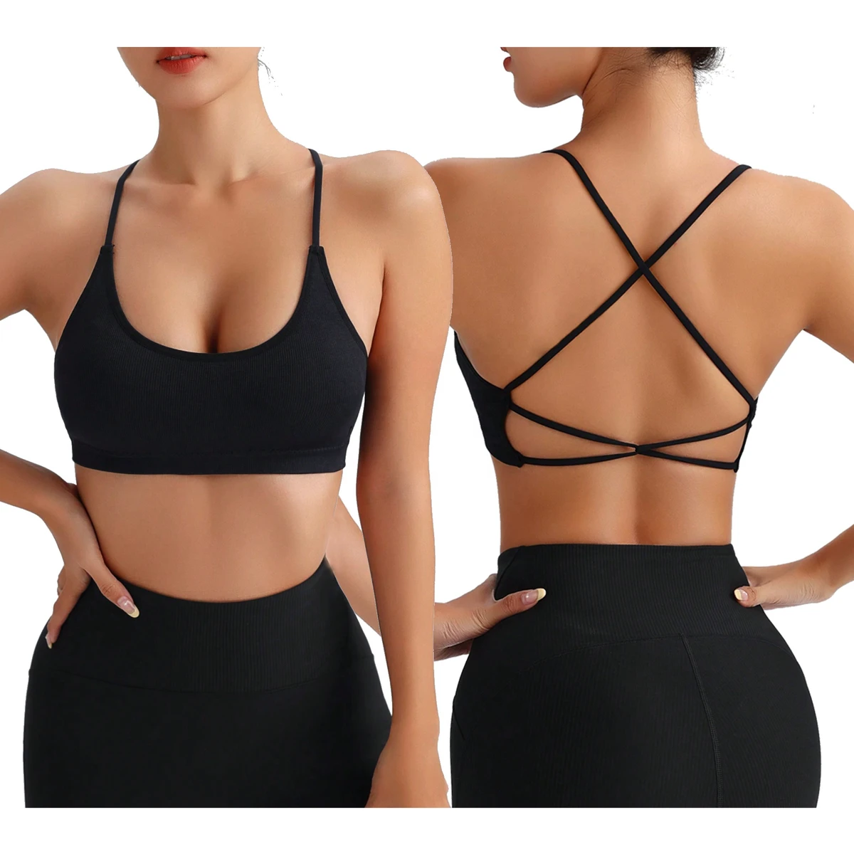Women's Lightweight Seamless Yoga Sports Bra with Removable Cups Backless Crop Top for Fitness Running & Gym Sports
