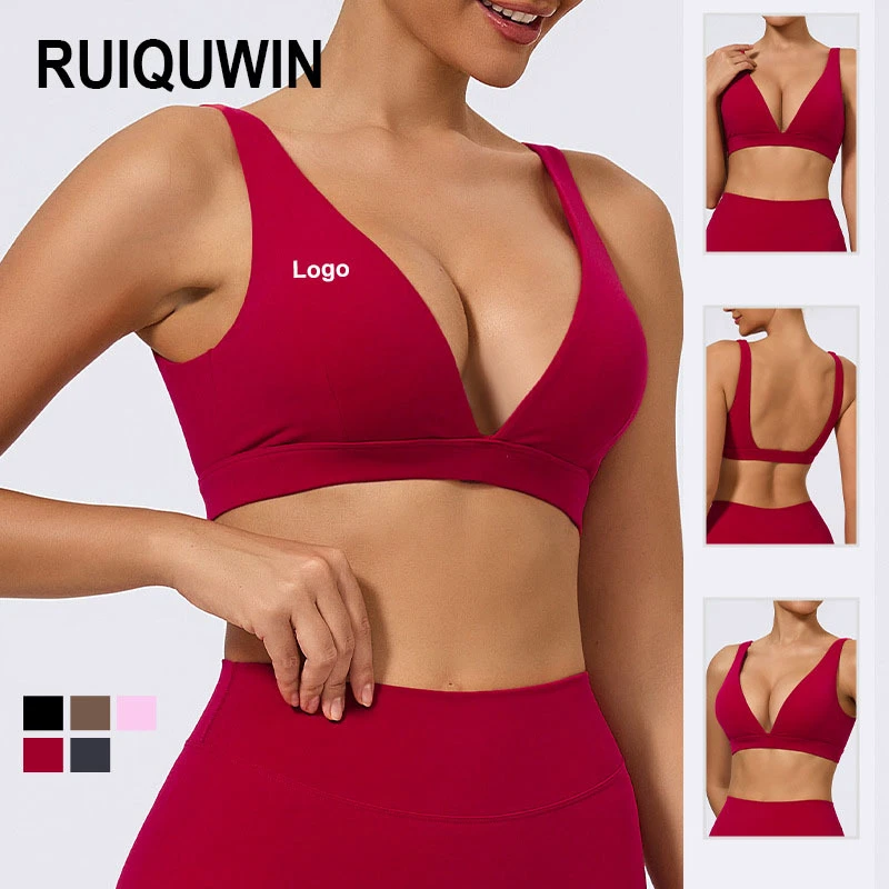 RUIQUWIN Wholesale Women's High Support Yoga Bra Sexy Backless Push-Up Sports Bra Sweat-Wicking Quick-Dry Gym Workout Top