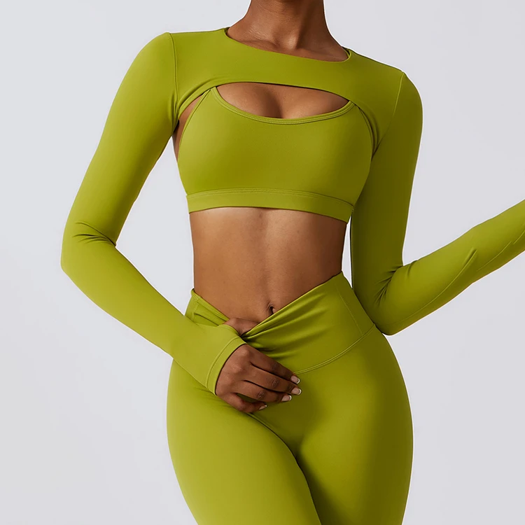 Women Nude Feeling Long Sleeve Yoga Top Breathable Quick Dry Fitness Crop Shirt Thumb Hole for Running Exercise Autumn Gym Wear