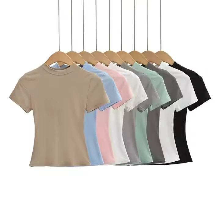 New Arrival Women's Gym T-Shirt High Quality Yoga Tops Casual Sexy Soft Elastic Solid Color Slim Fit Tight Breathable T Shirt