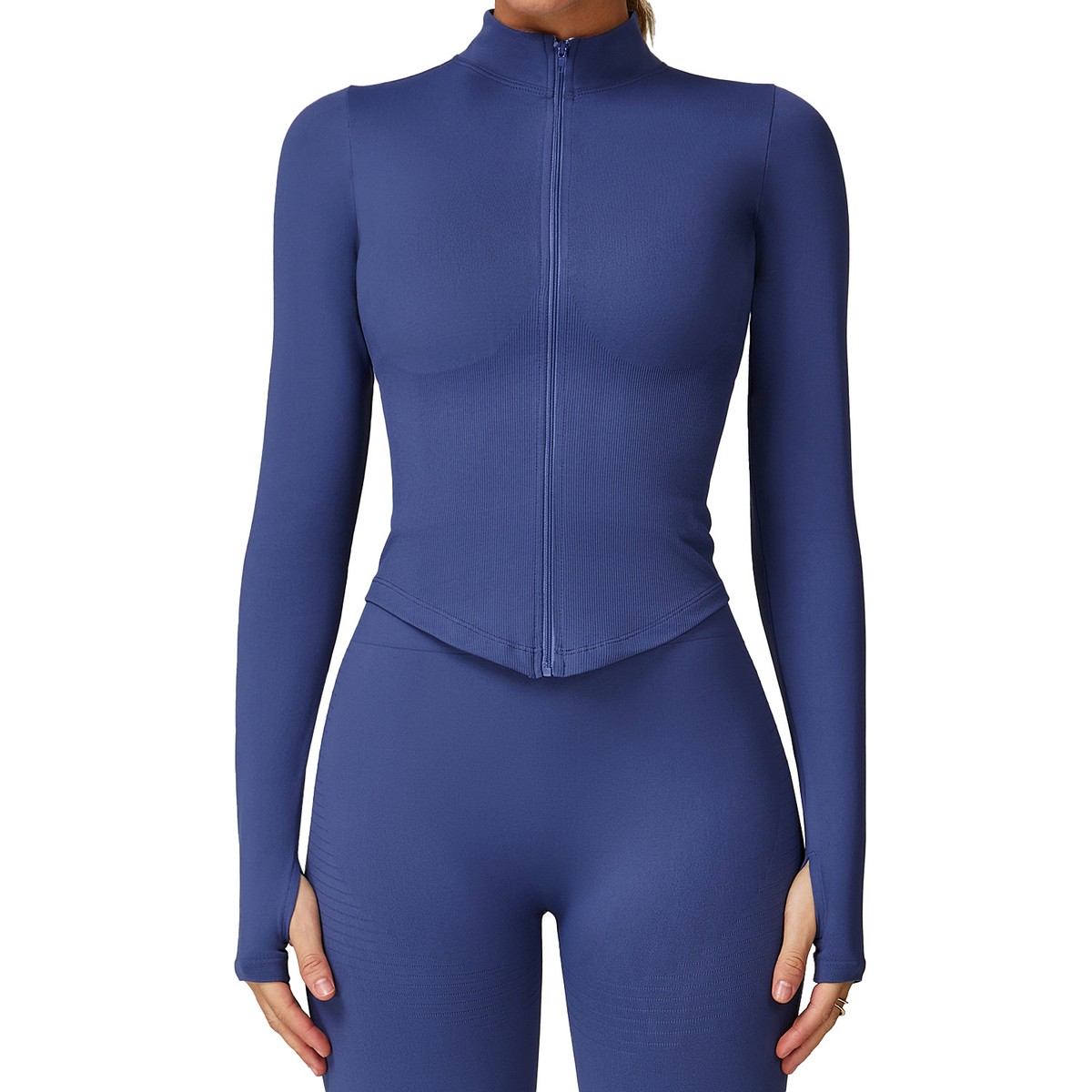 Women's Stand Collar Zip up Long Sleeve Yoga Jacket, Slim Fit Quick-Dry Workout Top, Outdoor Fitness Sports Wear DWT7725