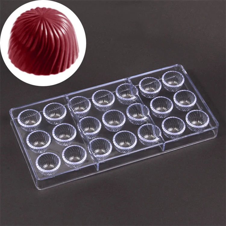 Polycarbonate 21 Cups Chocolate Bomb Mold Spiral Bullet Chocolate Bon Mould Injection PC Solid Plastic Jelly Candy DIY Molds
