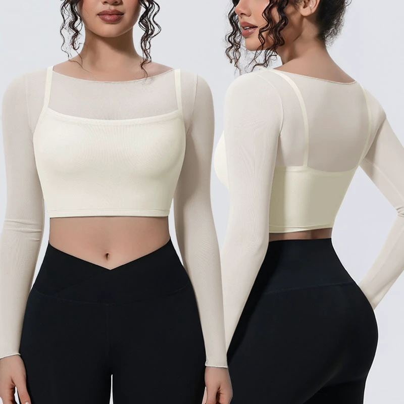 New Style Women's Lightweight Breathable Quick Dry Sweat Wicking Sports Long Sleeve Top Seamless Gym Fitness Yoga T-shirt