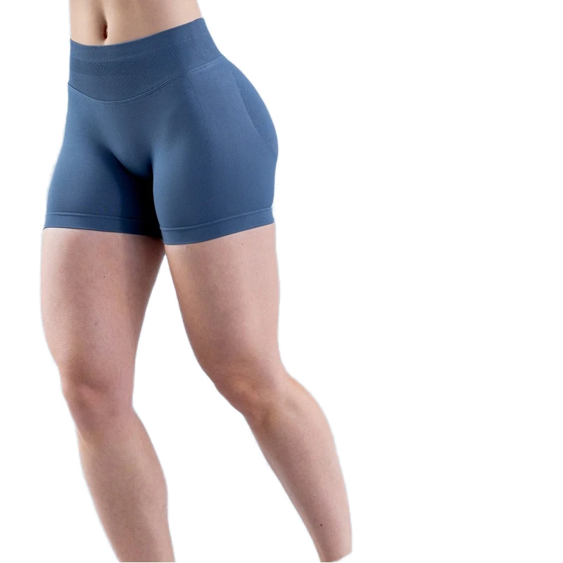 Nylon Solid Pleated Hip Low Waist Triple Shorts New Seamless Knitted High Elastic Fitness Wear Tight Sports Yoga Pants