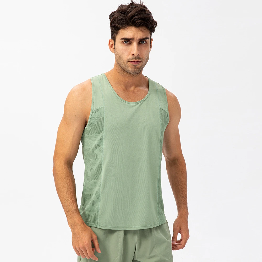 Spring Summer Men's Sports Vest Loose T-shirt Breathable and Quick-drying Fitness Clothes Outdoor Running Training Gym Yoga Top